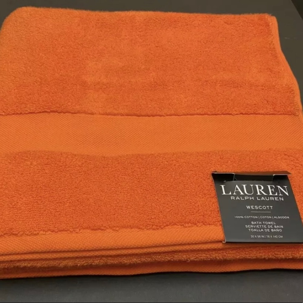 RALPH LAUREN WESCOTT Summer Orange Premium Soft Cotton Bath Towel 30"x 56” NWT - Picture 8 of 9
